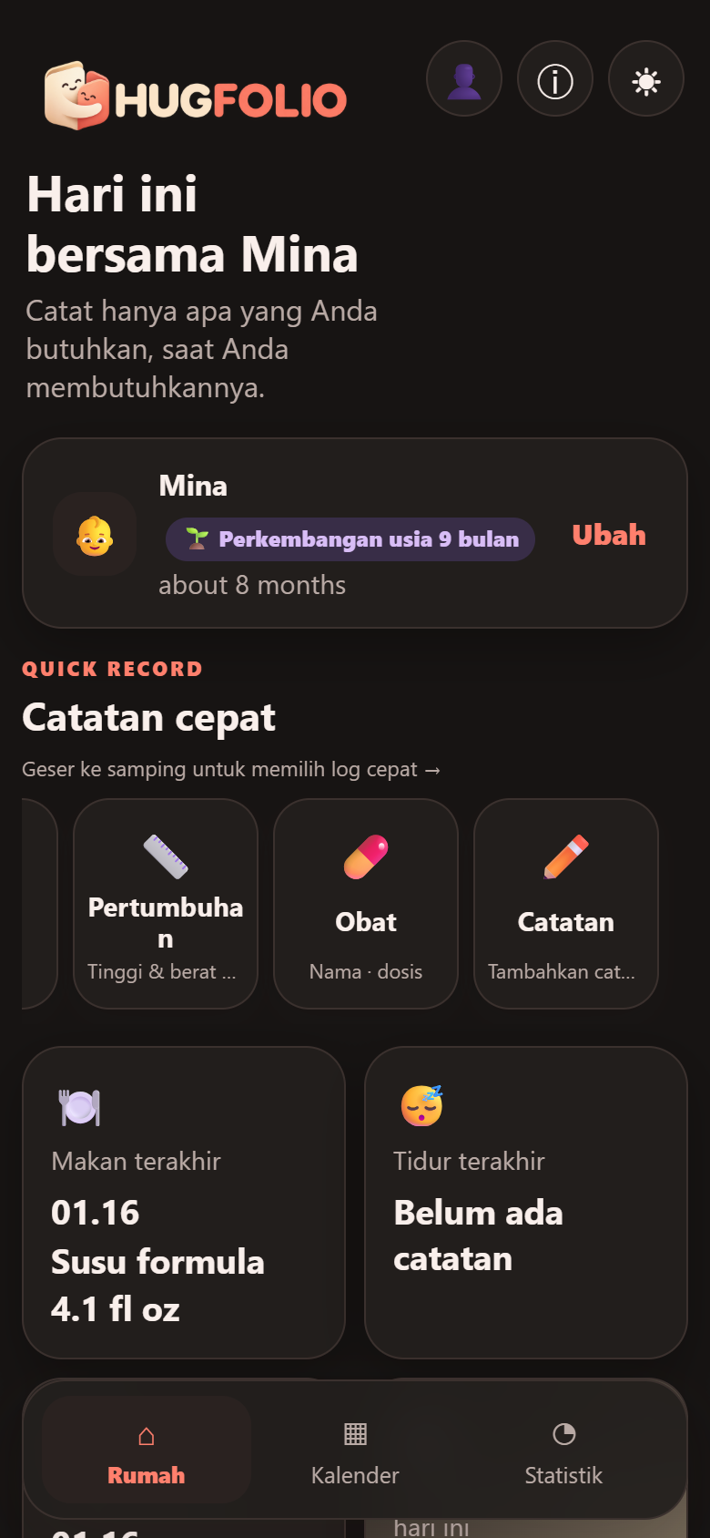 Catat perawatan harian dengan cepat