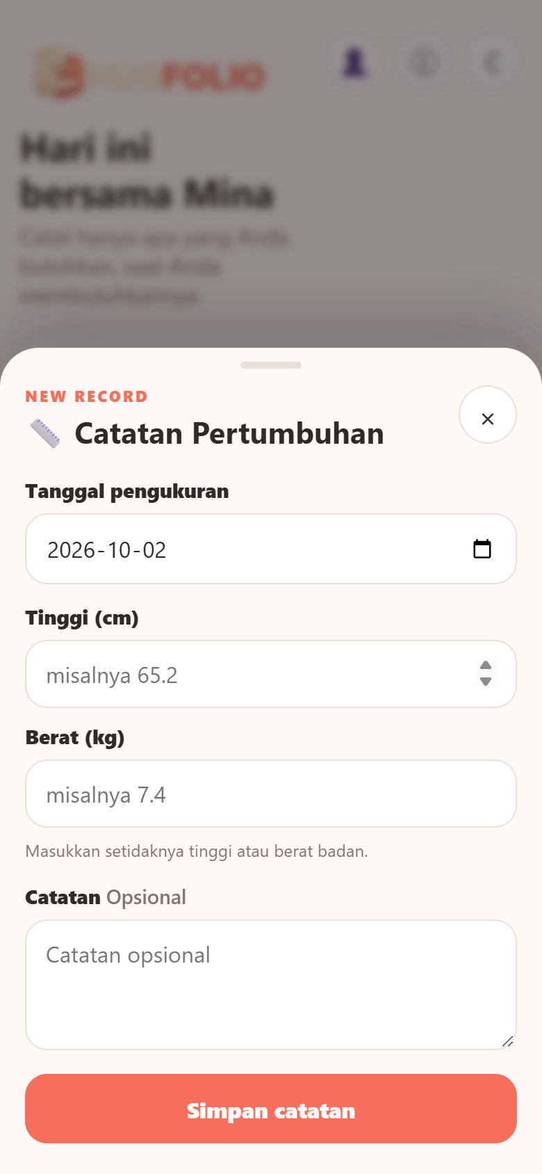 Pantau tinggi dan berat