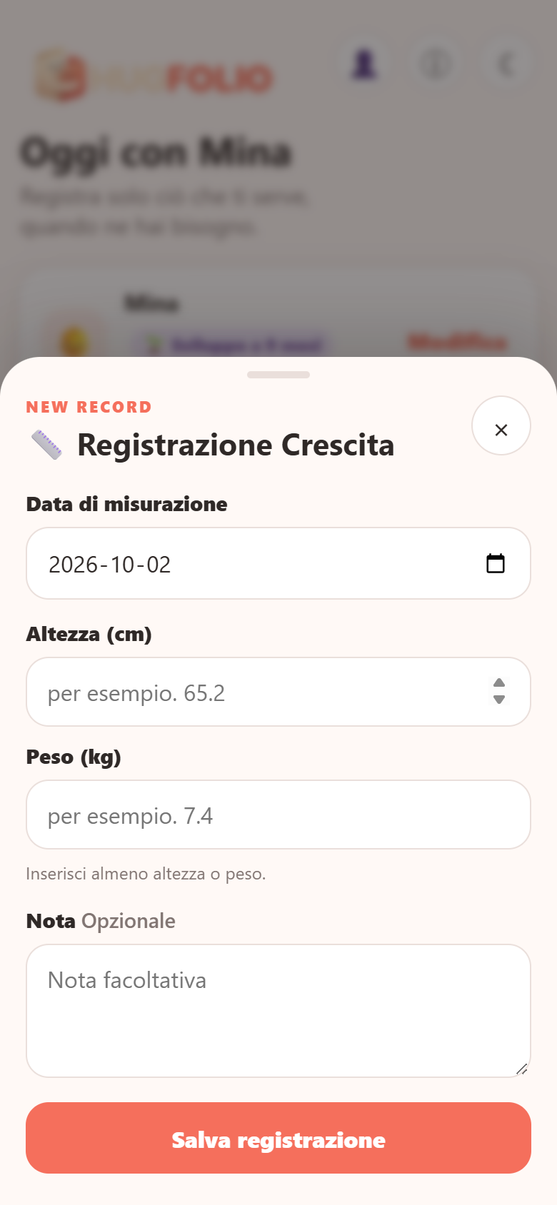 Segui altezza e peso